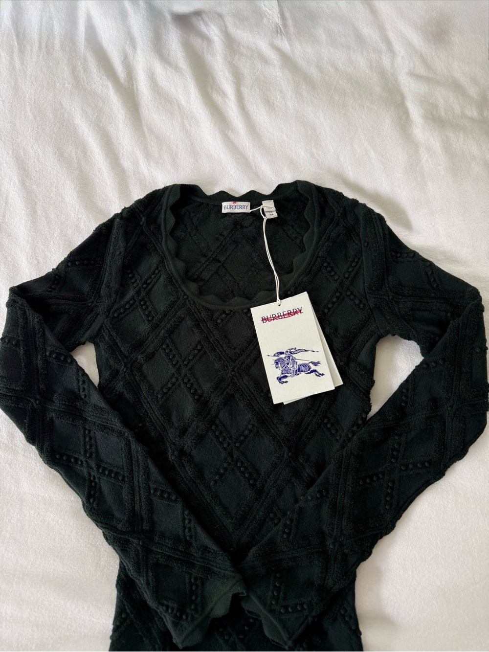 NWT Burberry Aran Wool Long-Sleeve Knitted Dress Size XS - Picture 9 of 15